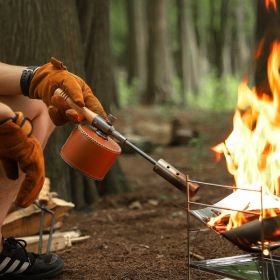 Outdoor camping extended flame-throwing gun stainless steel gun burning pig hair supplies camping straight handle handheld detachable igniter