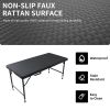 4ft Rattan Folding Table for Indoor&Outdoor, Portable Foldable Table Rattan Plaited Black