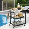 3-Tier Foldable Outdoor Stainless Steel Food Prepare Dining Cart Table on Wheels