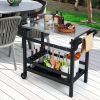 Movable Outdoor Dining Cart Table HDPE Pizza Oven Stand Table with Stainless Steel Tabletop