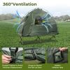 1-Person Folding Camping Tent with Sunshade and Air Mattress