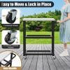 3-Tier Foldable Outdoor Stainless Steel Food Prepare Dining Cart Table on Wheels