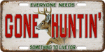 Rivers Edge License Plate (Options: "GONE HUNTIN'")