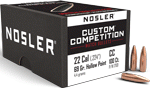 Nosler Bullets 22 Cal .224 (Options: 69GR HP-BT CUSTOM COMP. 100CT)