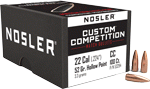 Nosler Bullets 22 Cal .224 (Options: 52GR HP-BT CUSTOM COMP. 100CT)