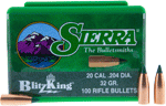 Sierra Bullets .20 Cal .204 (Options: 32GR BLITZKING 100CT)