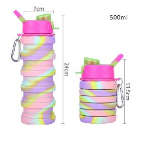 500ml Creative Silicone Folding Water Cup Outdoor Sports Ride Fitness Portable Kettle Camouflage Gift Cup Free Delivery Items (Capacity: 0.5L)