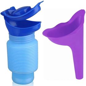 Portable Adult Urinal Outdoor Camping High Quality Travel Urine Car Urination Pee Soft Toilet Urine Help; Toilet For Men Women (Color: Blue + Purple)