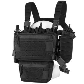 Chest Rig-Tactical Chest Rig Molle Modular Micro Fight Chest Rigs Adjustable&Detachable with 5.56/7.62 Magazine Pouch (Color: Black)