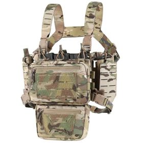 Chest Rig-Tactical Chest Rig Molle Modular Micro Fight Chest Rigs Adjustable&Detachable with 5.56/7.62 Magazine Pouch (Color: CP)