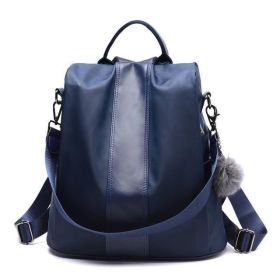 Premium Leather Waterproof 3 Way Anti Theft Women's Backpack (Color: Blue)